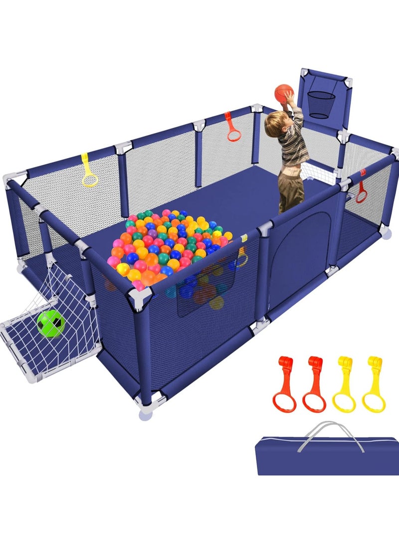 ساحة لعب للأطفال كبيرة الحجم مصنوعة من الأستانلس ستيل قابلة للطي وآمنة للاستخدام مع الأطفال - لون أزرق - Image 1