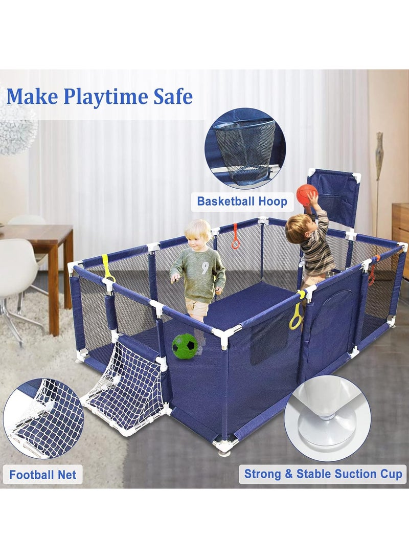 ساحة لعب للأطفال كبيرة الحجم مصنوعة من الأستانلس ستيل قابلة للطي وآمنة للاستخدام مع الأطفال - لون أزرق - Image 3