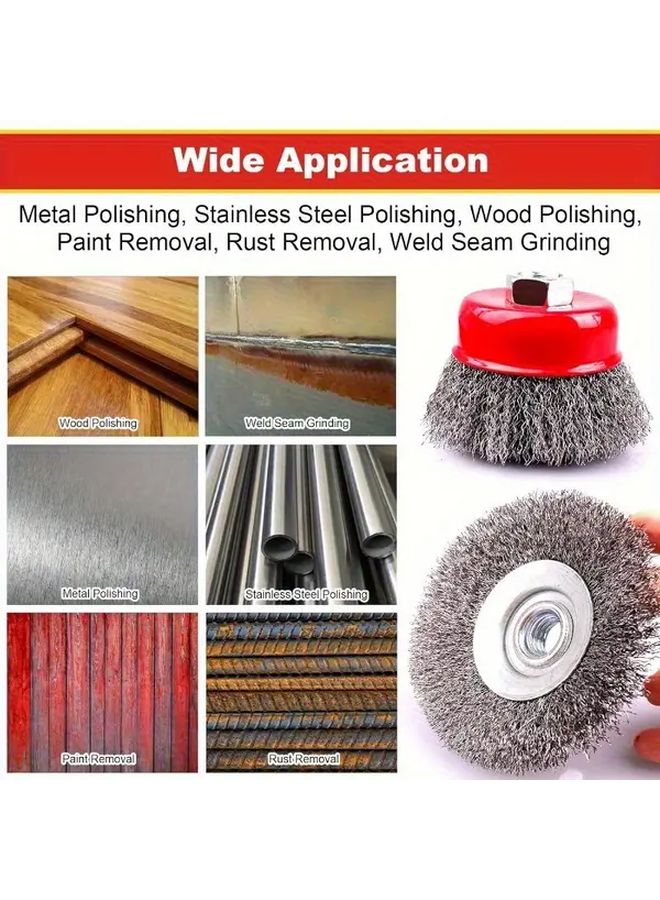 2 Pack 3 Inch Coarse Wire Brush Heads Heavy Duty Carbon Steel Rust Removal Tools - Image 3