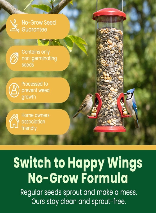 Happy Wings NO GROW Songbird Blend Bird Food (Mix of Sunflower Seeds/Kernels, Safflower Seeds and Peanuts) - Highly Nutritious Bird Feed - (5 lbs) - Image 2