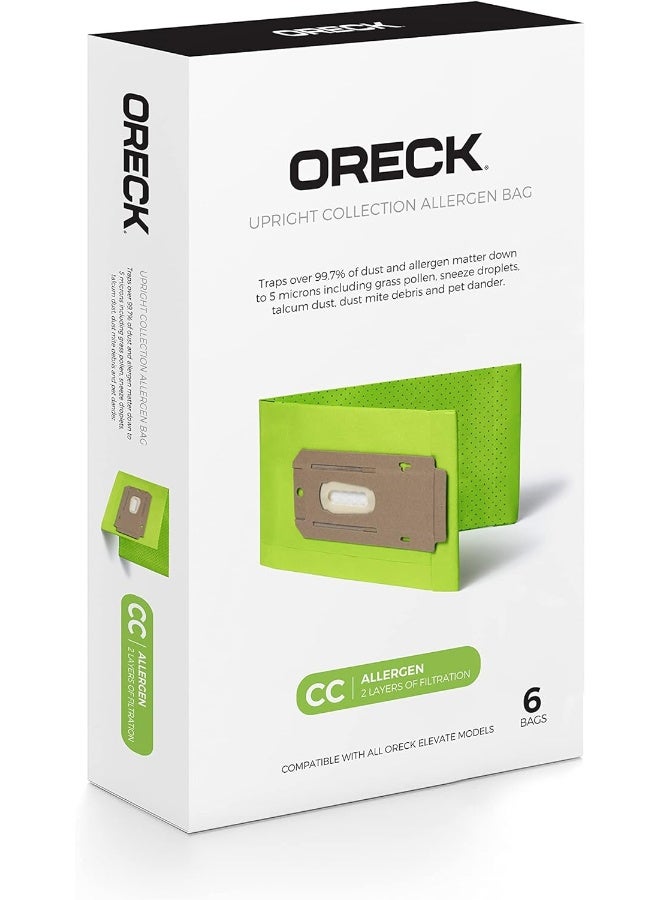 Oreck Vacuum Cleaner Bags for Upright Vacs Pack of 6 Green Type CC Allergen Filtration Part  AK1CC6A Oreck Vacuum Bags - Image 2