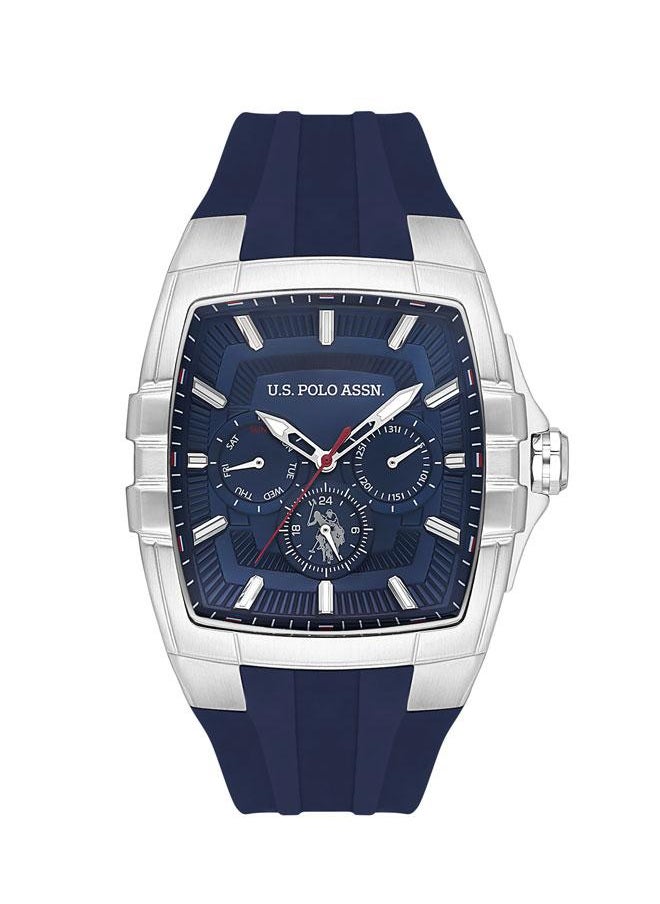 U.S. Polo Assn. U.S. Polo Assn. Crossing 41x53mm Blue Dial Watch with Red Accents and Silicone Strap - USPA1093-01, Bold Adventure Ready  - Image 1