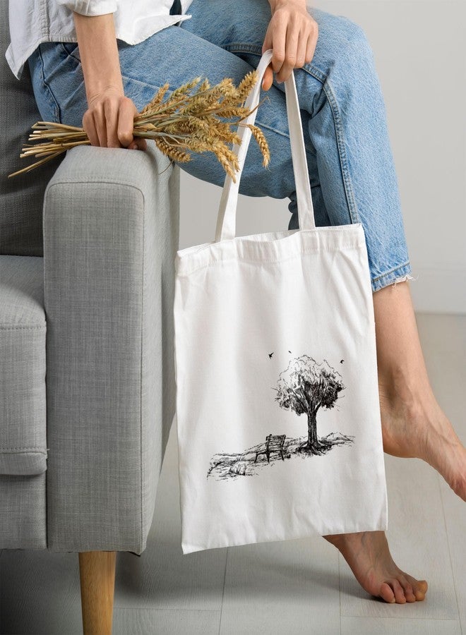 ARTBUG Tote Bag for Women with zip, Aesthetic Canvas tote bag for college girls, office, stylish and reusable - Tree - D No - 211 - Image 2