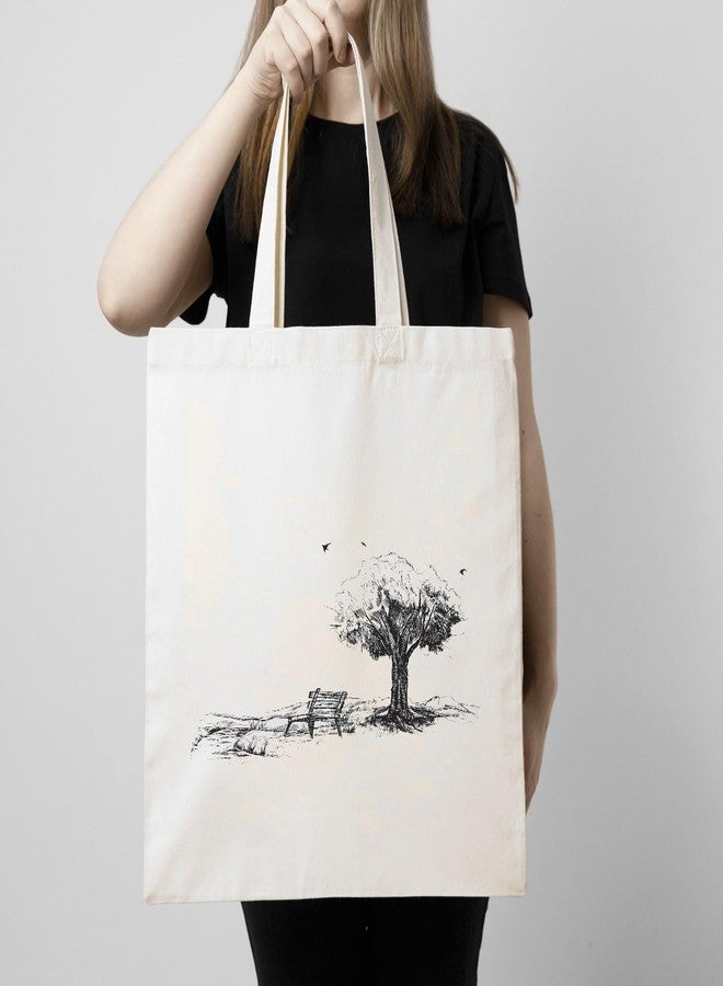 ARTBUG Tote Bag for Women with zip, Aesthetic Canvas tote bag for college girls, office, stylish and reusable - Tree - D No - 211 - Image 3