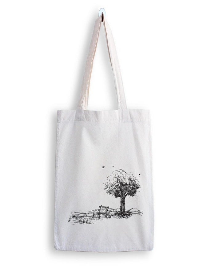 ARTBUG Tote Bag for Women with zip, Aesthetic Canvas tote bag for college girls, office, stylish and reusable - Tree - D No - 211 - Image 1