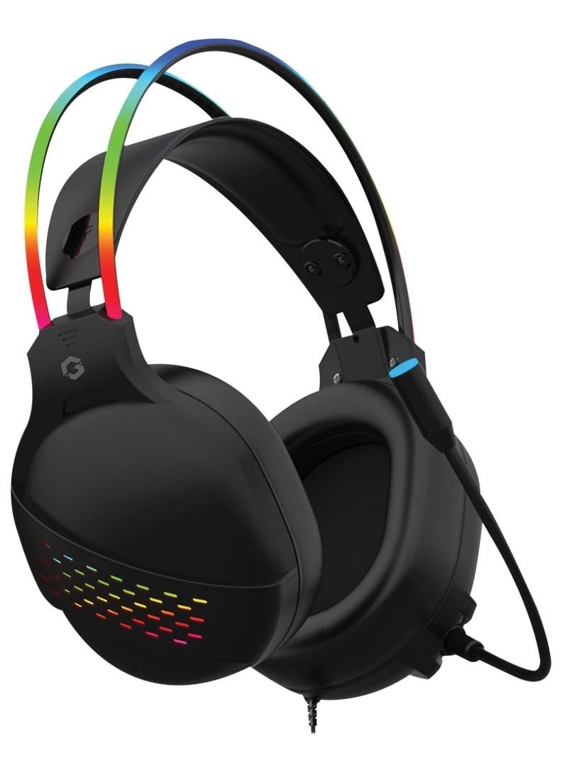 جايم أون جيم أون سماعة الألعاب  GO-711 RGB مع ميكروفون قابل للفصل - أسود  - Image 1