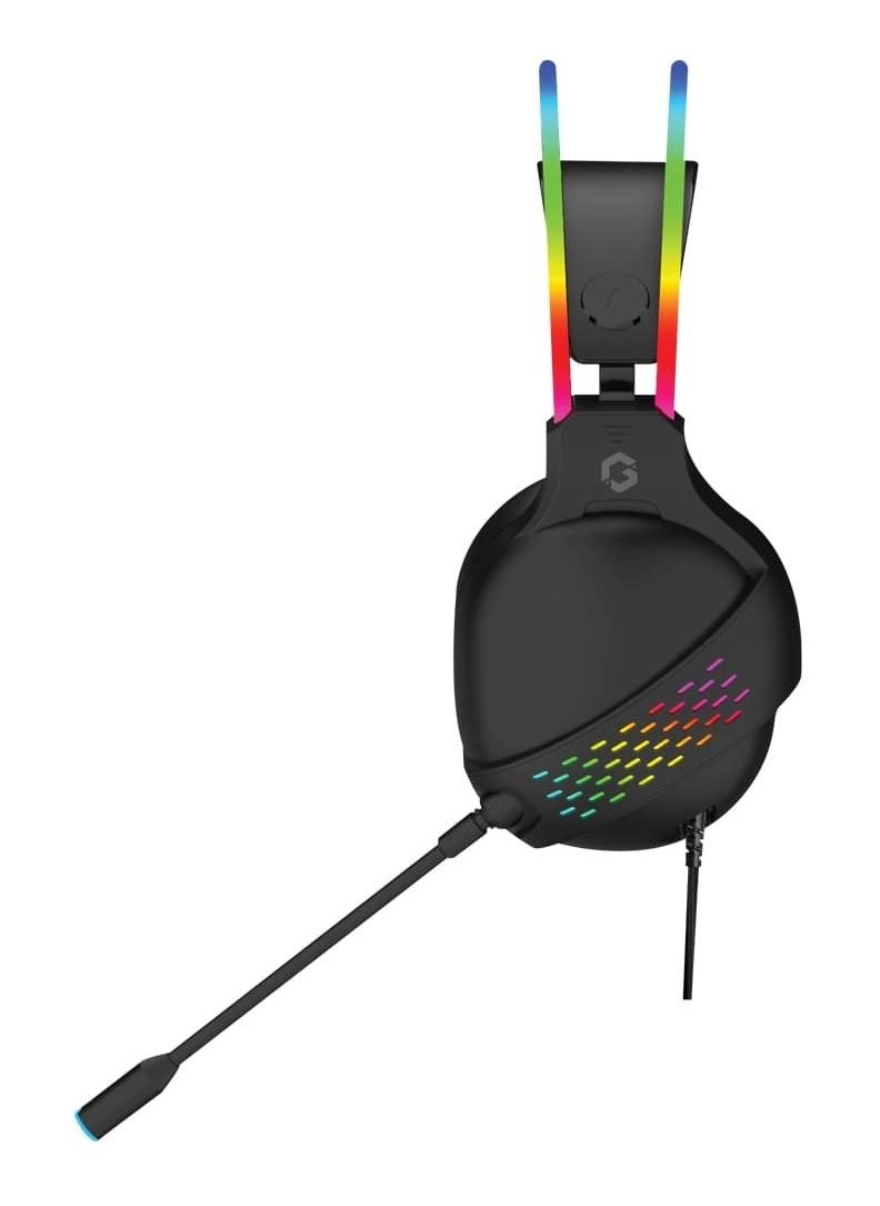 جايم أون جيم أون سماعة الألعاب  GO-711 RGB مع ميكروفون قابل للفصل - أسود  - Image 3