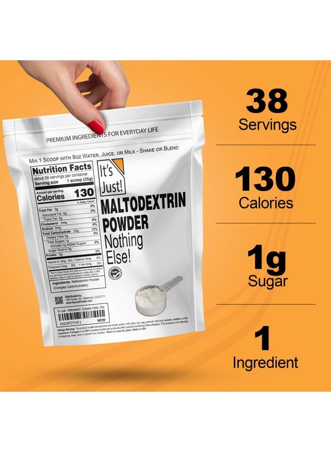 It's Just! Mass Gainer Powder, 100% Maltodextrin (Complex Carbohydrates), Sustained Energy, Rapid Absorption, Non-GMO, Easily Add to Any Protein Shake, 3lbs / 38 Servings - Image 5
