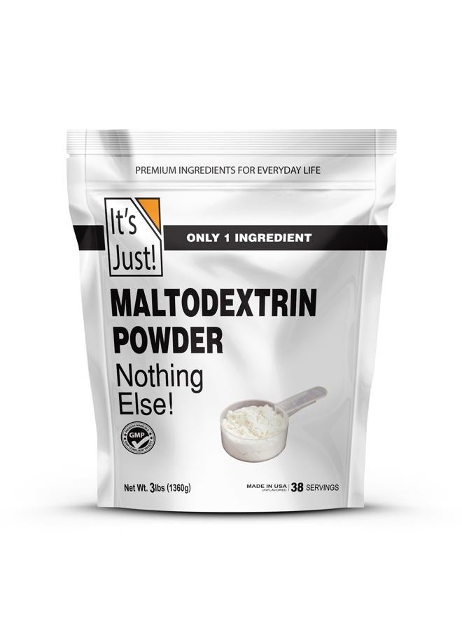It's Just! Mass Gainer Powder, 100% Maltodextrin (Complex Carbohydrates), Sustained Energy, Rapid Absorption, Non-GMO, Easily Add to Any Protein Shake, 3lbs / 38 Servings - Image 1