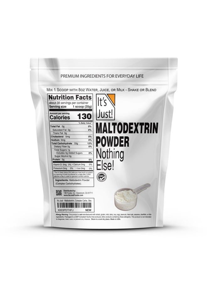 It's Just! Mass Gainer Powder, 100% Maltodextrin (Complex Carbohydrates), Sustained Energy, Rapid Absorption, Non-GMO, Easily Add to Any Protein Shake, 3lbs / 38 Servings - Image 2
