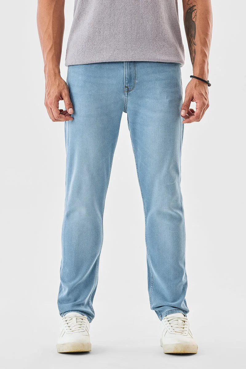 سنيتش Light Blue Solid Slim Fit Casual Jeans
