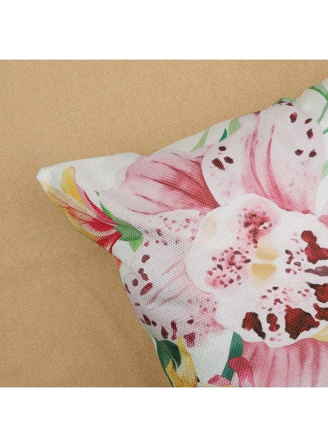 Bonhause Tropical Flowers Cushion Covers 45 x 45 cm Floral Leaves Outdoor Decorative Throw Pillow Covers Polyester Linen Pillowcases for Sofa Garden Patio Outdoor Decor Set of 4 - Image 5