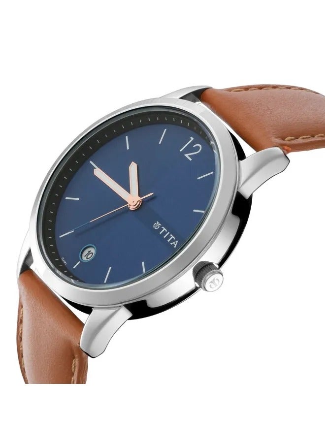 TITAN Men's Analog Round Shape Leather Wrist Watch - 1806SL02 - 48.1 Mm - Image 2