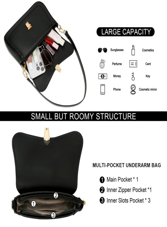 KKXIU Small Shoulder Bag for Women Cute Purses Mini Hobo Handbag Trendy Clutch Purse-Black - Image 4