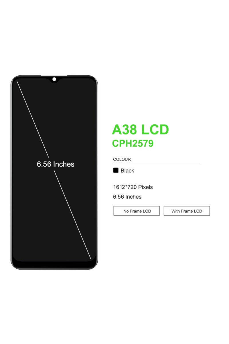 إيروريكس شاشة LCD سوداء بإطار مقاس 6.56 بوصة، شاشة لمس بديلة لهاتف Oppo A38 - Image 3