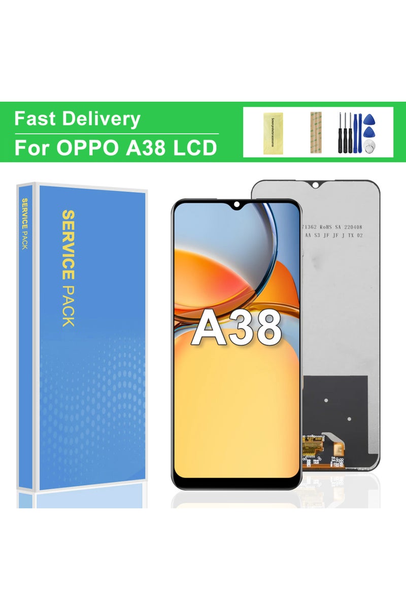 إيروريكس شاشة LCD سوداء بإطار مقاس 6.56 بوصة، شاشة لمس بديلة لهاتف Oppo A38 - Image 1