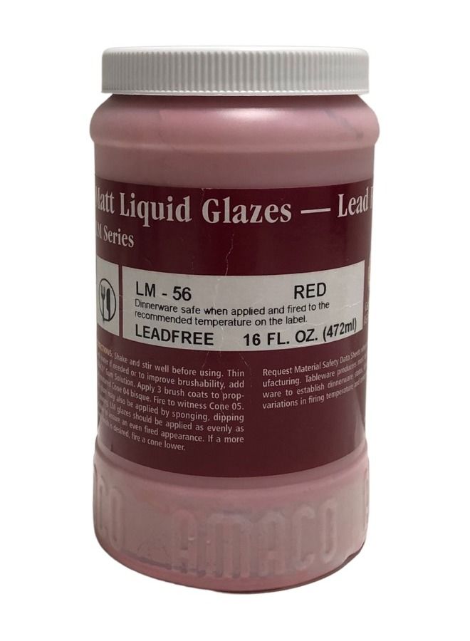 Amaco Low Fire Liquid Matt Glaze Red LM-56 Lead Free for Pottery and Ceramic - Image 1
