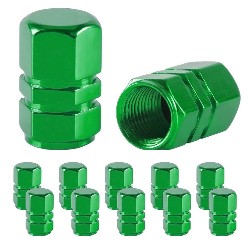 JUSTTOP Car Tire Valve Stem Caps 12pcs Air Caps Cover Universal for Cars SUVs Bike Trucks and MotorcyclesGreen