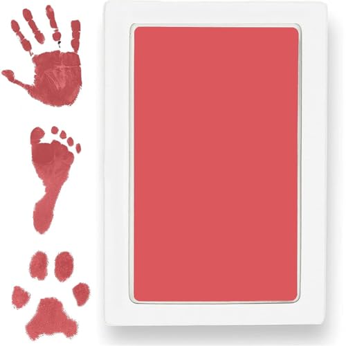 BABIES BLOOM Large Clean Touch Ink Pad for Baby Handprints and Footprints, Inkless Infant Hand & Foot Stamp, Safe for Babies, does not Touch Skin – Perfect Family Memory or Gift (Red) - Image 1
