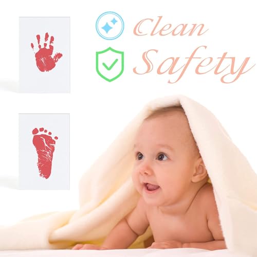 BABIES BLOOM Large Clean Touch Ink Pad for Baby Handprints and Footprints, Inkless Infant Hand & Foot Stamp, Safe for Babies, does not Touch Skin – Perfect Family Memory or Gift (Red) - Image 2