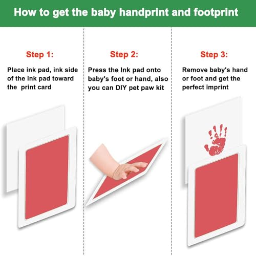 BABIES BLOOM Large Clean Touch Ink Pad for Baby Handprints and Footprints, Inkless Infant Hand & Foot Stamp, Safe for Babies, does not Touch Skin – Perfect Family Memory or Gift (Red) - Image 4
