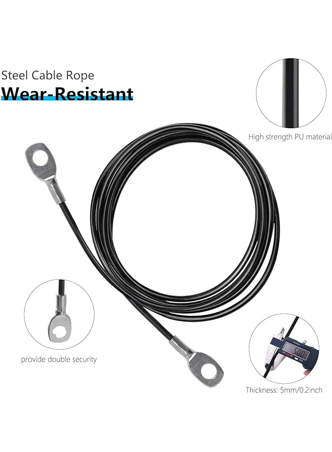 erorex Fitness Pulley Cable, Home Gym Replacement Cable Machine Accessories, 3M Gym Cable For Fitness Pulley System, 5Mm Thick Heavy Duty Steel Wire Rope With Black Pu Coating  - Image 2