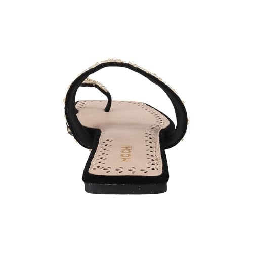 Mochi Women Black Ethnic Flat Chappal UK/6 EU/39 (35-790) - Image 4