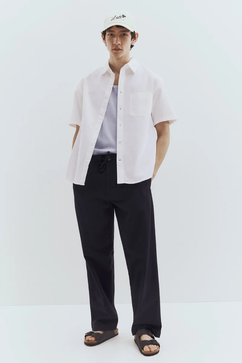 H&M Regular Fit Short-sleeved Oxford shirt
