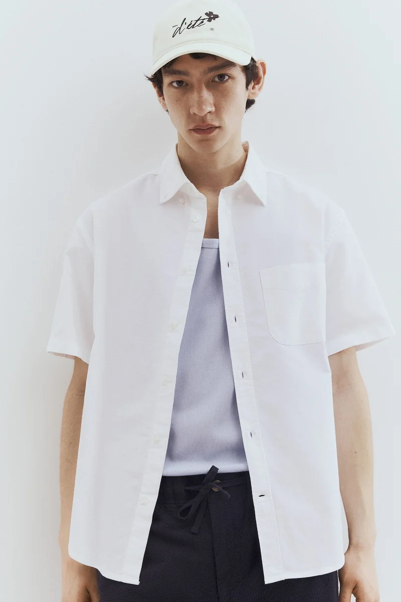 H&M Regular Fit Short-sleeved Oxford shirt
