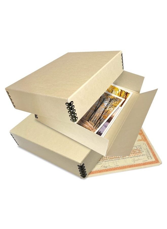Lineco , 9x12 Tan Color Museum Archival Storage Box, Drop Front Design. Acid-Free with Metal Edge. Protects Picture Longevity, Organize Photos, Documents, Crafts, DIY.  - Image 2