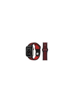 Apple Watch 45mm / 44mm / 42mm Band Silicone Strap Sport Wrist Band Replacement Smart Watch Band Black/Red