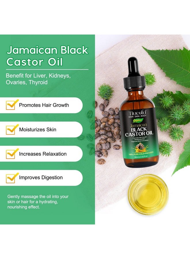 Tiuedu Jamaican Black Castor Oil for Hair Growth,Thicker Eyelashes & Eyebrows,Organic Castor Oil for Hair,Face,Body & Skin,100% Pure Cold Pressed Black Castor Oil,Hair Nourishing Oil,Massage Oils - Image 2