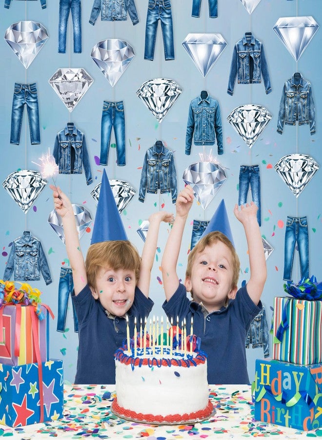 اوموني أكاليل جينز وألماس، زينة حفلات أعياد الميلاد من الجينز والألماس، 8 قطع، لافتات معلقة من الجينز، ديكور سقف على شكل سترة ألماس، لوازم حفلات توديع العزوبية وحفلات الزفاف - Image 5