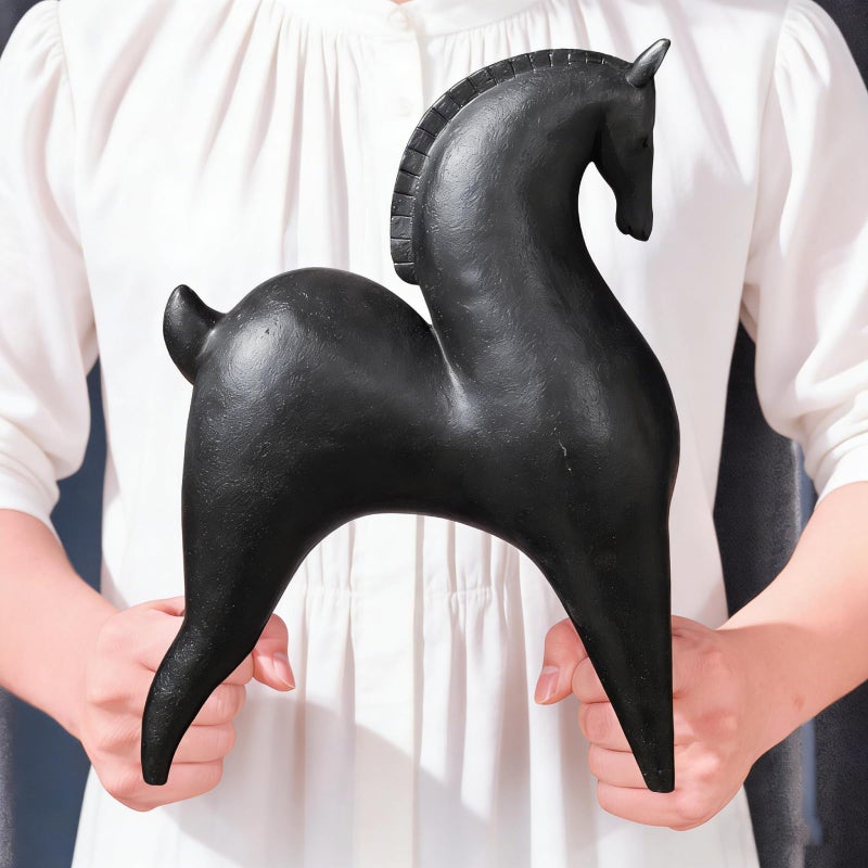 Cynkeyee Black Horse Statue Home Decor - Modern Abstract Horse Statues, Minimalist Decor Matte Black Horses Gift for Living Room Centrepiece Knick Knacks for Shelves 11.5x4.25x8.5 Inch - Image 4