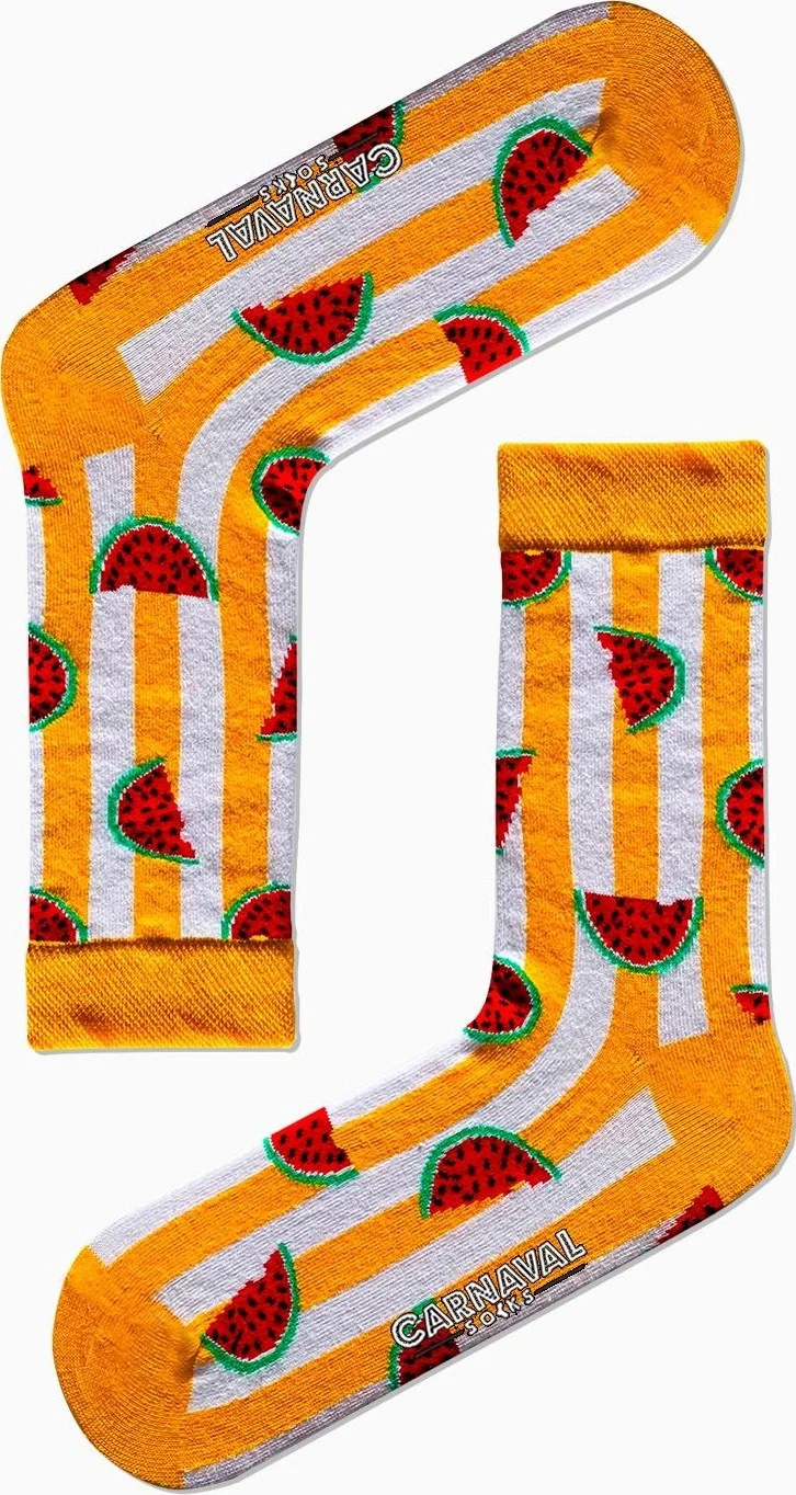 Carnaval Socks Orange Striped Watermelon Patterned Colorful Socks