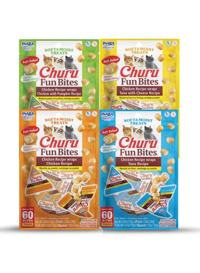 إينابا مكافآت القطط من إينابا تشورو المرحة، مكافآت قطط محشوة بالتورين، محشوة بدجاج مخبوز طري ولذيذ، 0.42 أونصة لكل قطعة، 12 سمكة تترا، عبوة متنوعة من 4 نكهات - Image 1