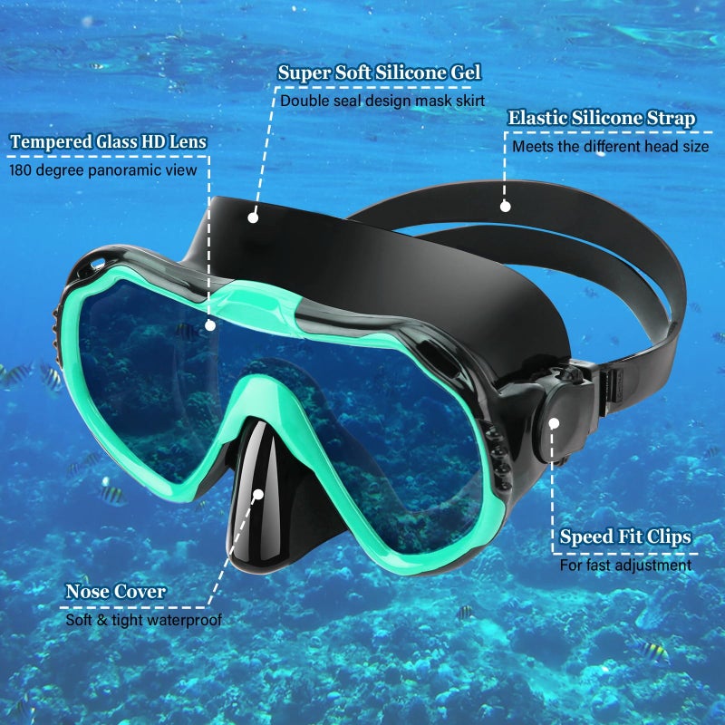 CTSAYTL Snorkeling Gear for Kids Adults, 4 in 1 Travel Mask Fins Snorkel Set with Panoramic View Anti Fog Mask, Dry Top Snorkel, Trek Fins and Travel Bag, Snorkel Gear for Swimming Diving Snorkeling - Image 3