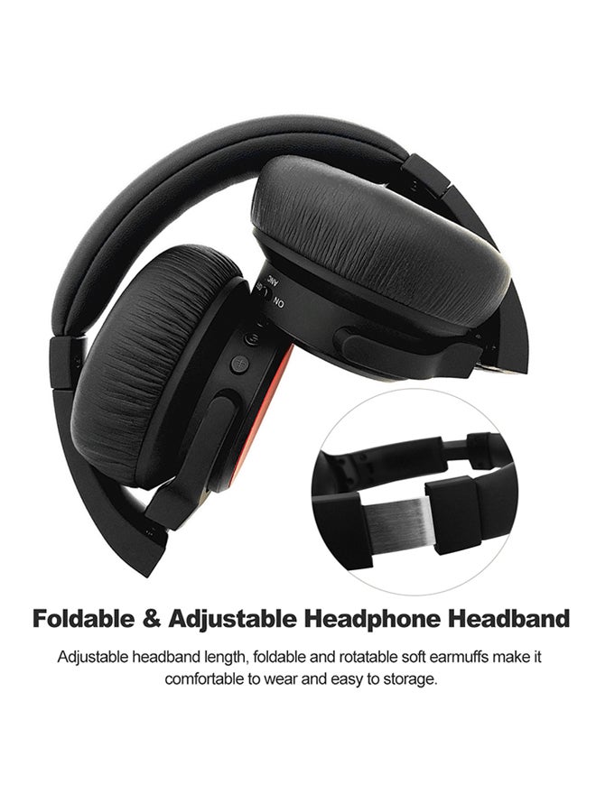 Noise Cancellation Stereo Bluetooth Wireless Over-Ear Headphone With Microphone Black/Red - Image 5