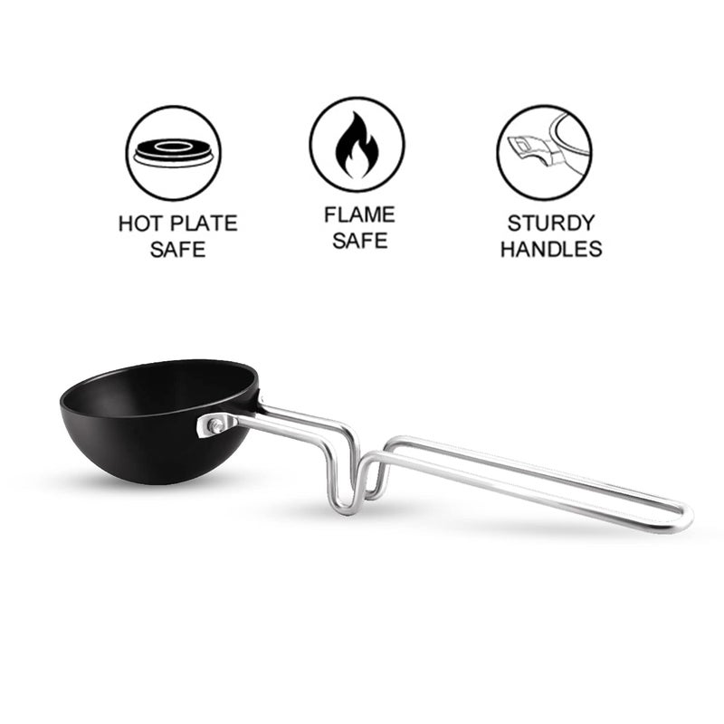 Milton Pro-Cook Tadka Pan 12 cm – Anodised Stainless Steel Tempering Pan, Induction & Gas Compatible, Ideal for Dal & Spices, Long Handle, Smooth Finish - Image 3