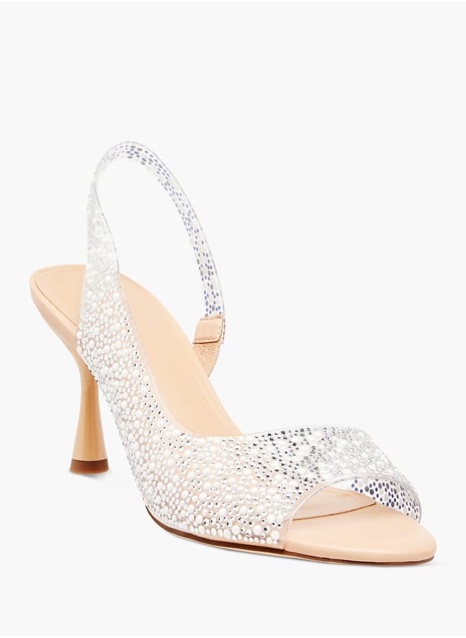 Celeste Womens Embellished Slingback Sandals With Flared Heels  - Image 2
