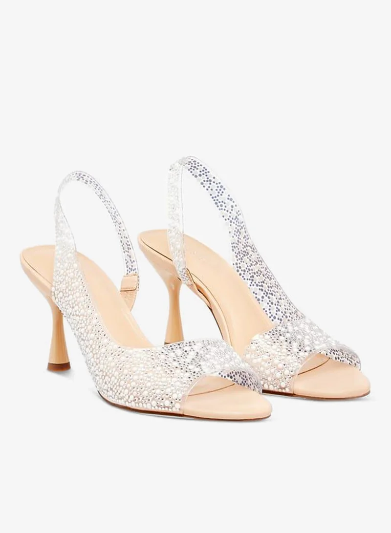 Celeste Womens Embellished Slingback Sandals With Flared Heels Ramadan Collection