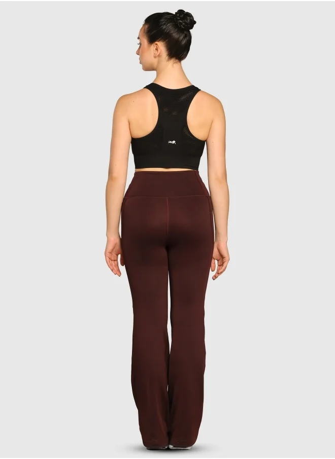 Musclemind Women's Flare Pants with High Waist Anti Slip No Roll Down Waistband, 2 Deep Pockets, Super Soft, Lightweight And Streachable Fabric for All Day Comfort