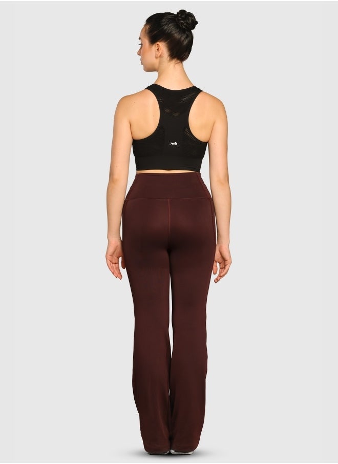 Musclemind Women's Flare Pants with High Waist Anti Slip No Roll Down Waistband, 2 Deep Pockets, Super Soft, Lightweight And Streachable Fabric for All Day Comfort  - Image 2