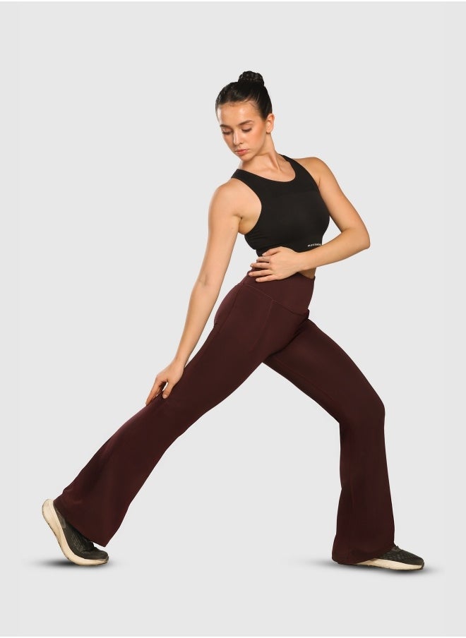 Musclemind Women's Flare Pants with High Waist Anti Slip No Roll Down Waistband, 2 Deep Pockets, Super Soft, Lightweight And Streachable Fabric for All Day Comfort  - Image 3
