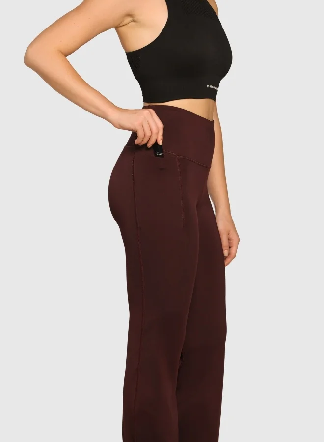 Musclemind Women's Flare Pants with High Waist Anti Slip No Roll Down Waistband, 2 Deep Pockets, Super Soft, Lightweight And Streachable Fabric for All Day Comfort