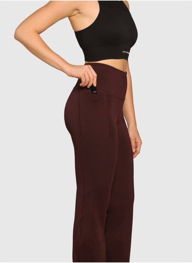 Musclemind Women's Flare Pants with High Waist Anti Slip No Roll Down Waistband, 2 Deep Pockets, Super Soft, Lightweight And Streachable Fabric for All Day Comfort  - Image 4
