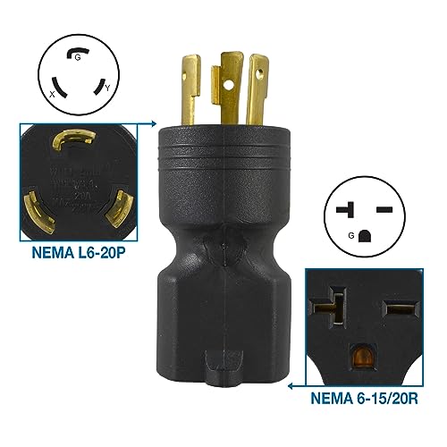Conntek 30125 L6-20P to 6-15/20R Plug Adapter, 20 Amps 250 Volt , Black - Image 3