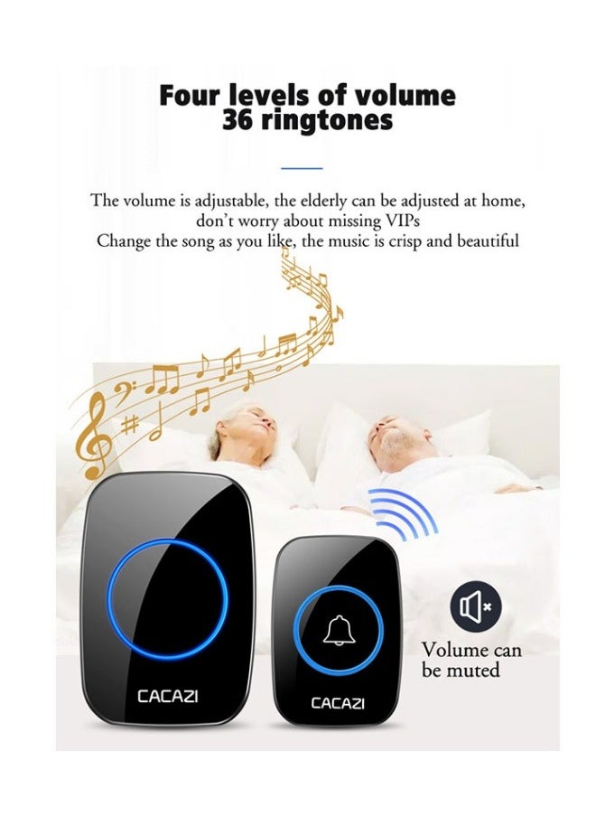 FPC - Wireless Waterproof Doorbell with 300M Range & LED Night Light – Intelligent Home Call Bell, UK Plug, 1 Button + 1 Receiver - Image 1