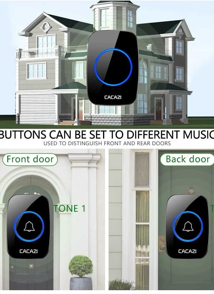 FPC - Wireless Waterproof Doorbell with 300M Range & LED Night Light – Intelligent Home Call Bell, UK Plug, 1 Button + 1 Receiver - Image 1