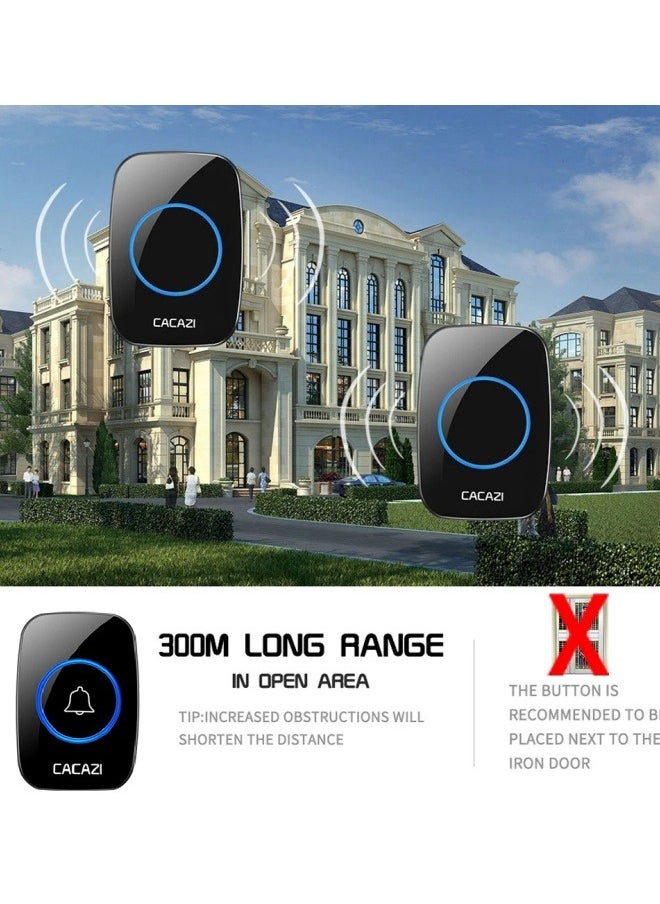 FPC - Wireless Waterproof Doorbell with 300M Range & LED Night Light – Intelligent Home Call Bell, UK Plug, 1 Button + 1 Receiver - Image 1